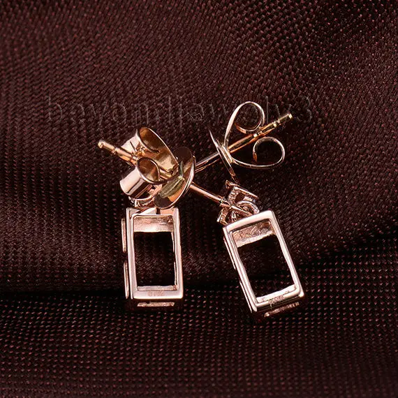 Новинка однотонные серьги из розового золота 18 карат с бриллиантами 4 5 мм WE040 |