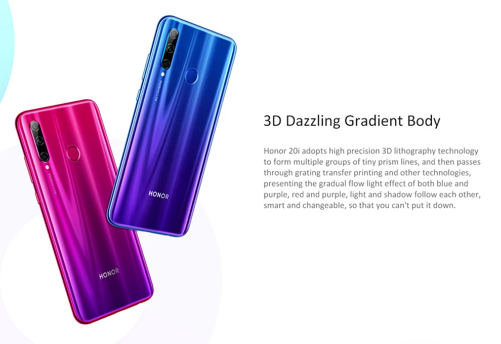 Global Rom Honor 20i Honor 20 lite мобильный телефон 6,21 дюймов Hisilicon Kirin 7 Восьмиядерный Android 9,0 отпечаток лица ID
