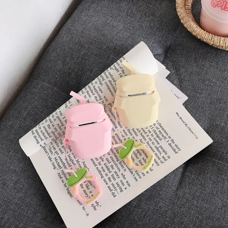 3D Милые BINGGRAE банан клубника йогурт Молоко бутылки наушники Чехлы для Apple Airpods 1 2 силиконовые защитные наушники крышка