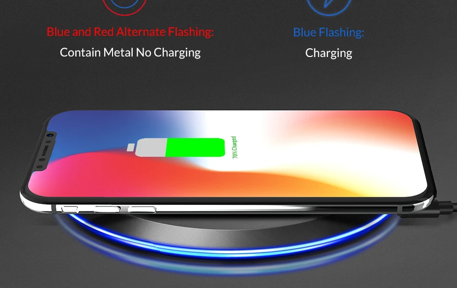 TOPK B46W 10 Вт Беспроводное зарядное устройство для iPhone X/XS Max XR 8 Plus Быстрая зарядка для samsung S8 S9 Note 9 8 Phone charger Pad