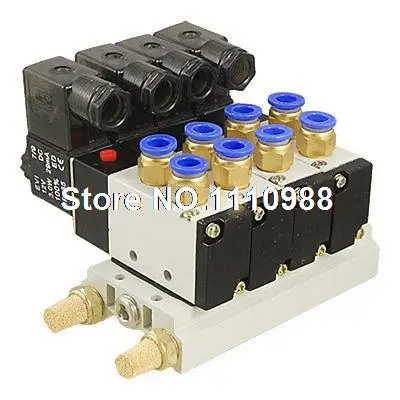 

DC 12V 5/16" Quick Fitting 2 Position 4 Solenoid Valve w Base Muffler