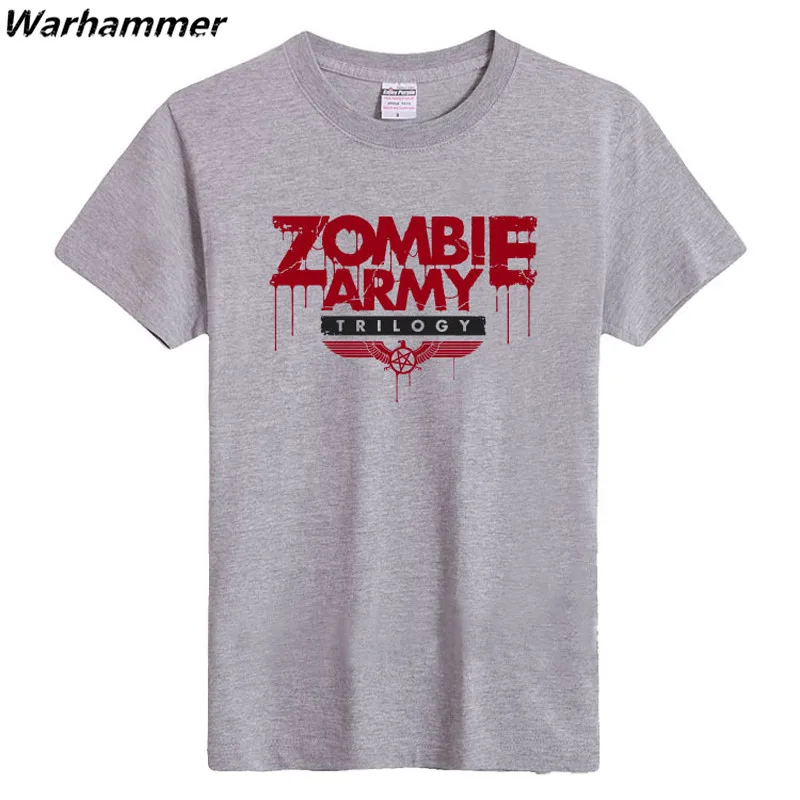 Летняя Модная стильная футболка Warhammer Мужская из флока с принтом зомби армейская