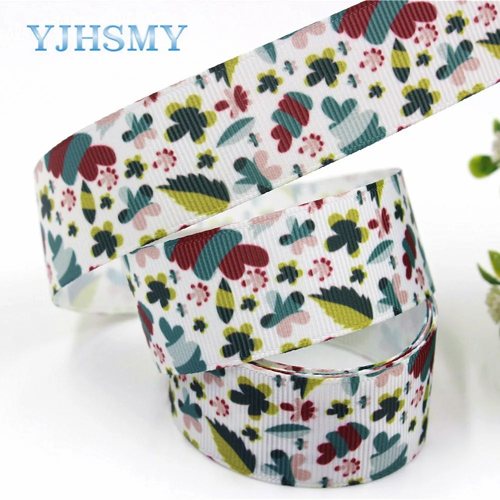 Лента с цветочным принтом YJHSMY 1712083 25 мм 10 ярдов|flower ribbon|10 yarddiy handmade |
