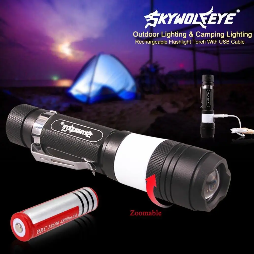 Тактический светодиодный фонарик SKYWOLFEYE 6 режимов T6 500 лм 2 шт. масштабируемый