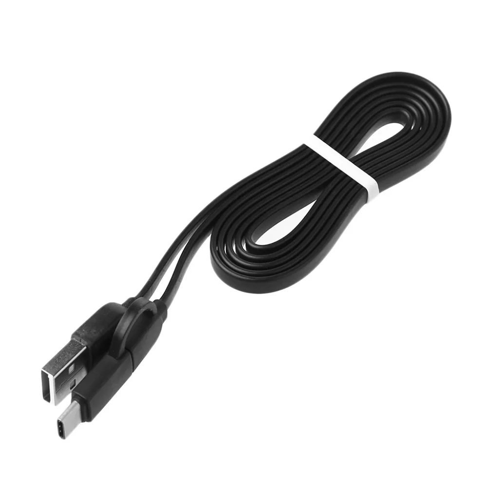 1m Micro USB + Type C 2-в-1 Зарядное устройство для передачи данных зарядный TPE плоский