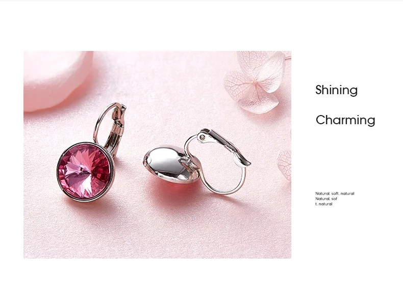 TYTW New Round Crystals Women Hoop Earring White Blue Purple Red Girl Earrings Fashion Jewelry Gift 4 colors