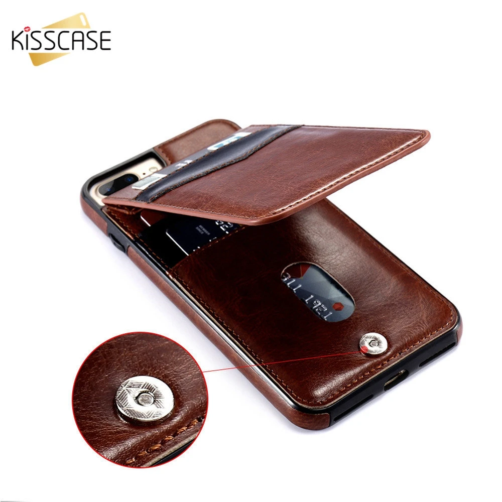 Kisscase Роскошные Флип кожаный Чехлы для iPhone 6 6S 7 8 Plus вертикальный бумажник
