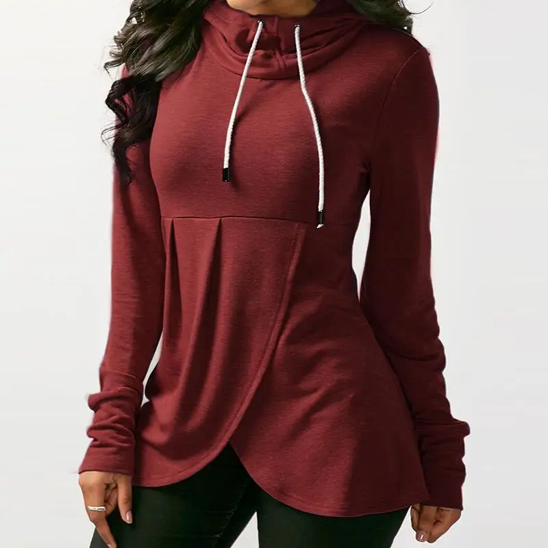 

Winter Autumn 2019 Women Hoodies Female Warm Hooded Sweatshirt Long Sleeve Pockets Casual Loose Pullovers WS4616C