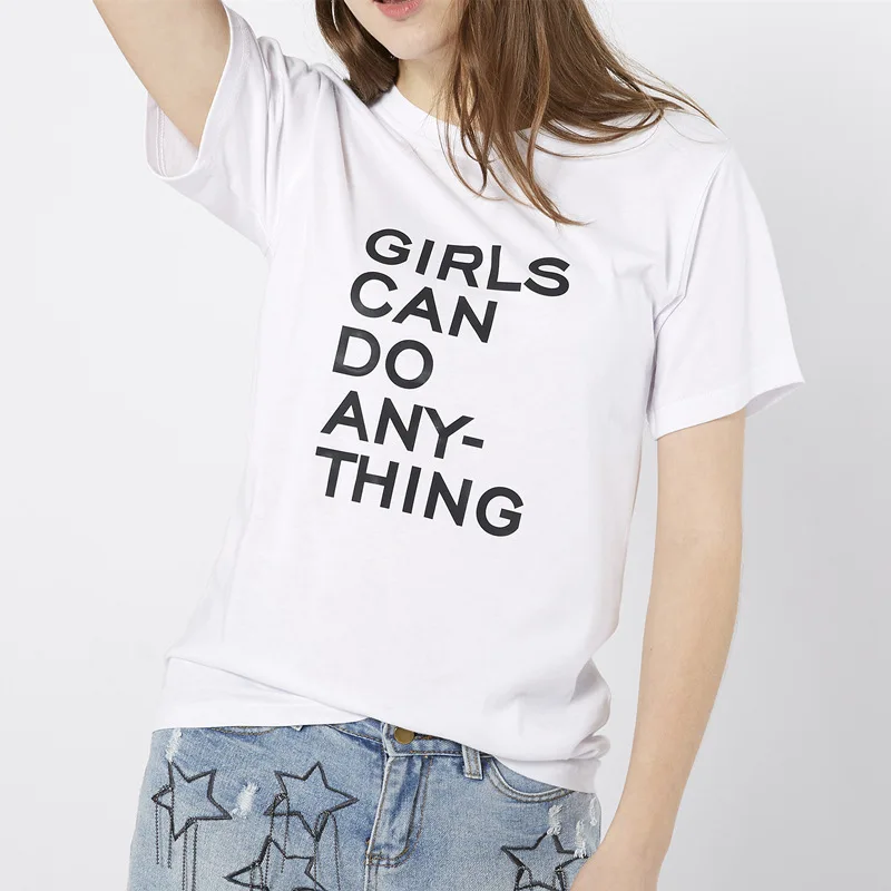 2018 летние Для женщин хлопковая Футболка с Письмо печати О образным вырезом топы