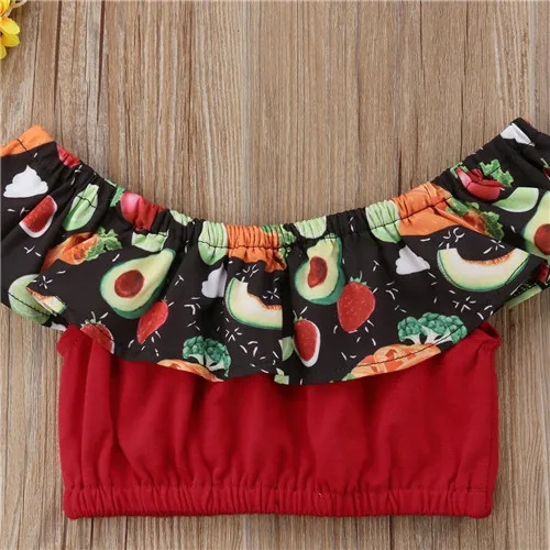 6M-4Y Casual Toddler Kid Baby Girls Summer Cotton Fruit Short Sleeve Tops Shorts Pants Headband 3Pcs Set Outfits Clothes | Детская