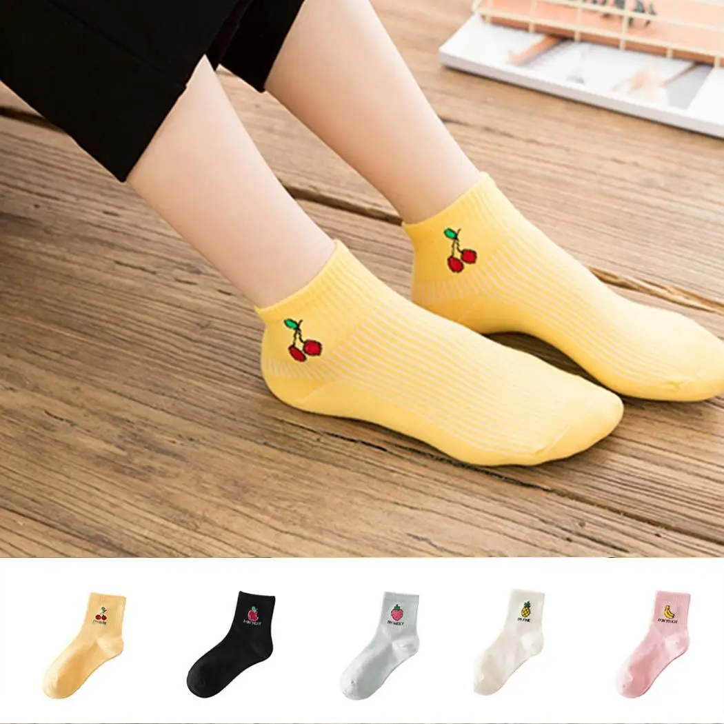 Модные милые хлопковые носки с фруктовым принтом для женщин и девочек