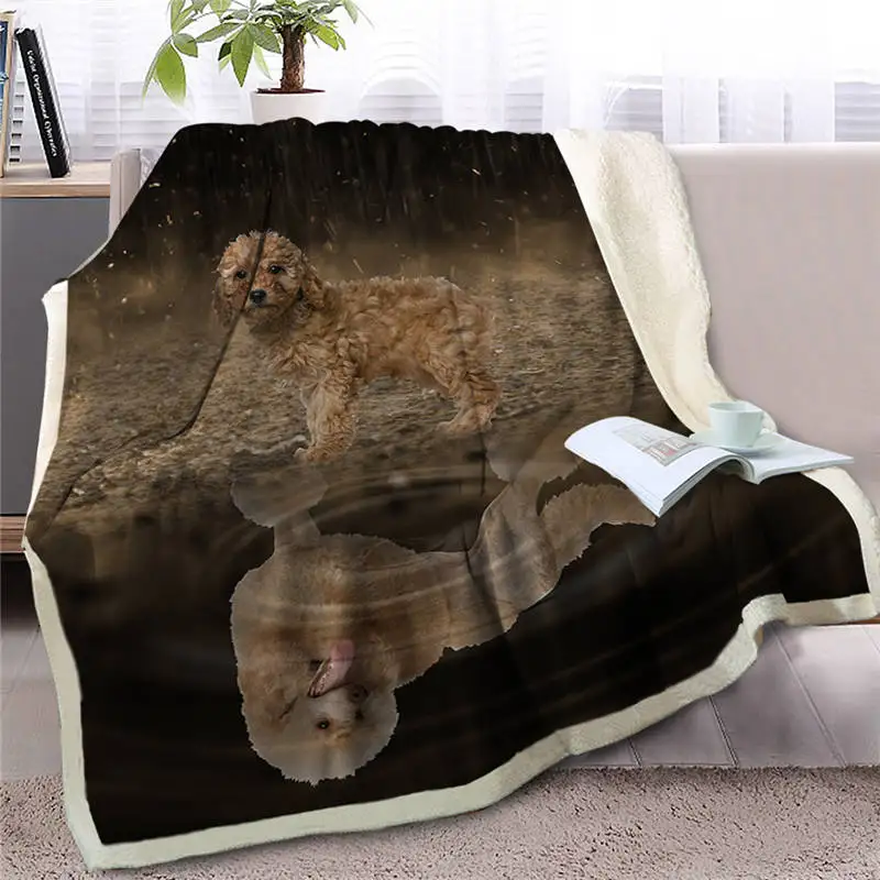 Dog 19 BlessLiving Pet Мопс одеяло на искусственном меху на кровати животных пледы одеяло для детей собака отражение покрывала 3D щенок бульдога Чехлы диванов - Цвет: Dog 19