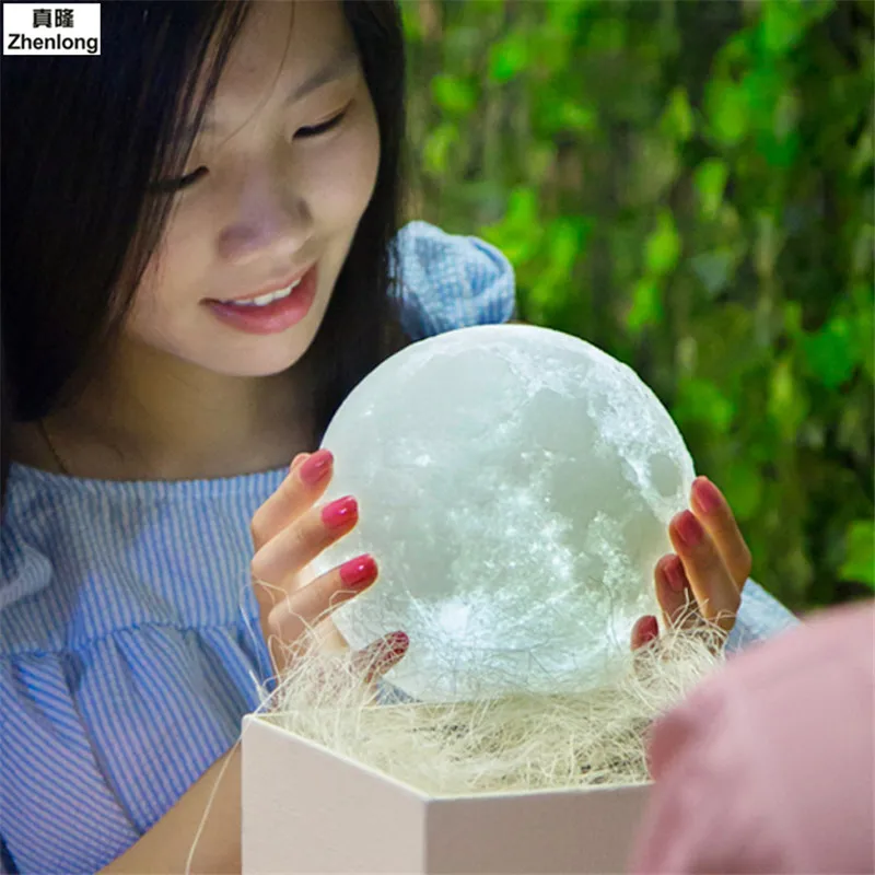 Перезаряжаемая лампа в форме Луны с 3D рисунком светодиодный ночник для спальни