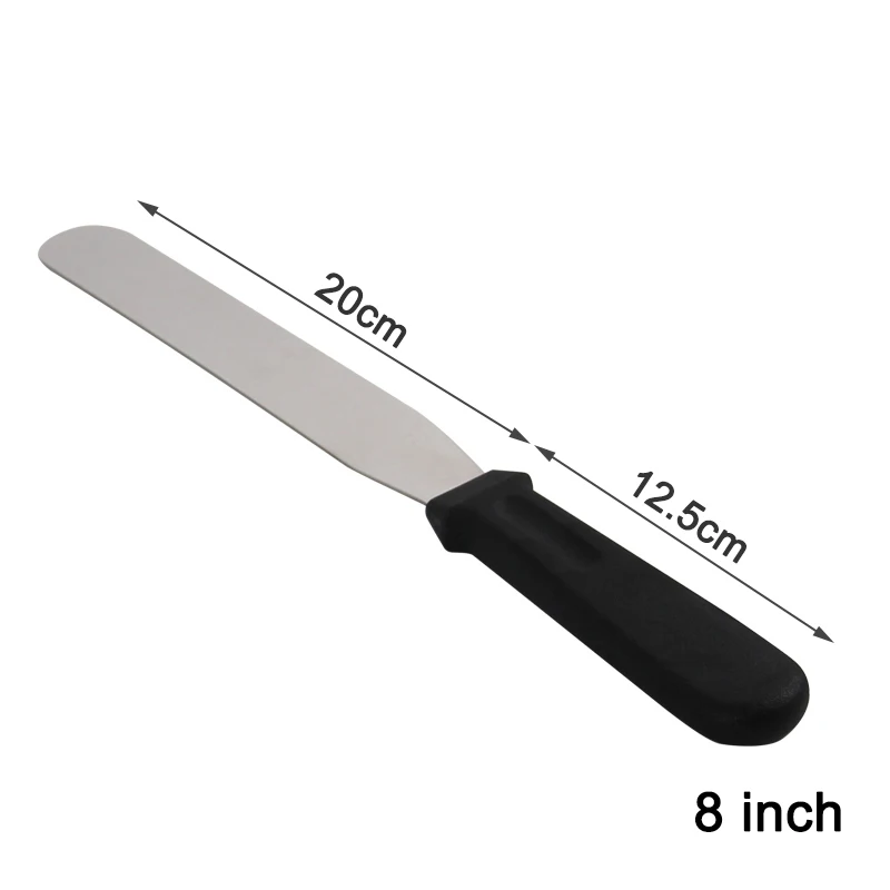 8 inch straight MOSEKO 6/8/10 дюймов Нержавеющая сталь масляный торт для крема шпатель для торта-Fondant(сахарная) Формы для выпечки торта DIY инструмент для украшения - Цвет: 8 inch straight