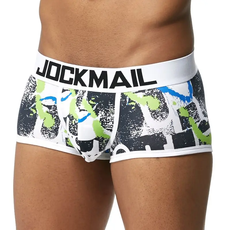 JOCKMAIL, сексуальные мужские хлопковые трусы, боксеры, мужское нижнее белье, одноцветные мужские шорты, дышащее нижнее белье, полосатые боксеры шорты, мужские боксеры