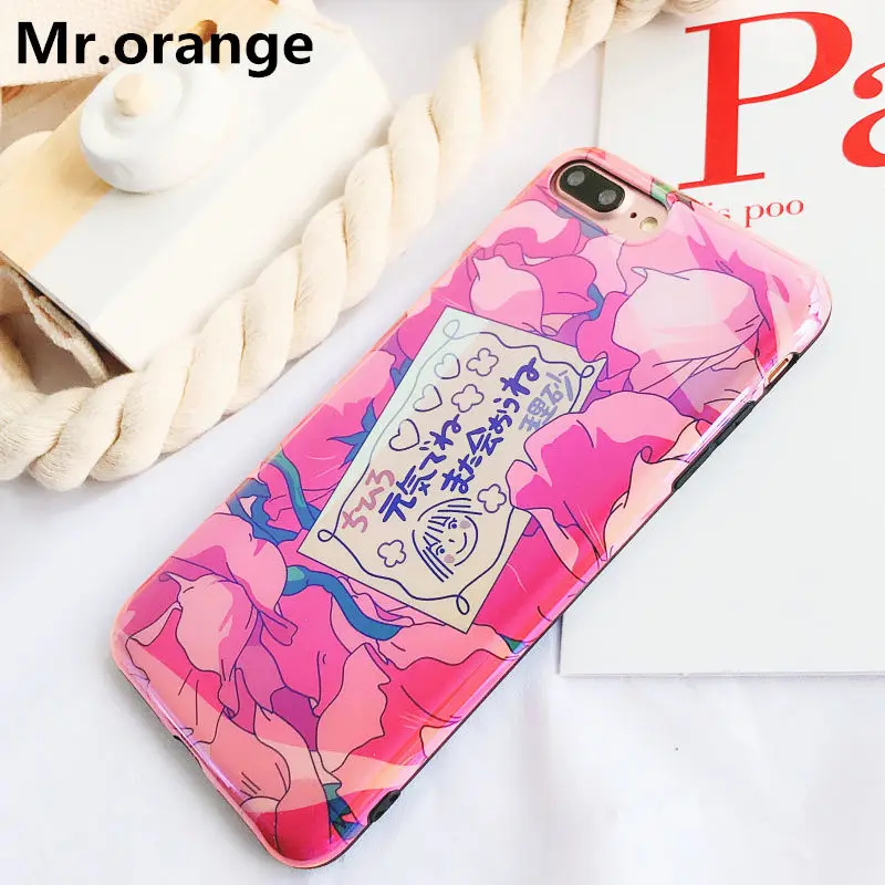 Japan Sunny girl floral Case for iphone X 7 7Plus Shinny mirror soft silicon Blu-Ray For 6 6s 6plus 8 8Plus |