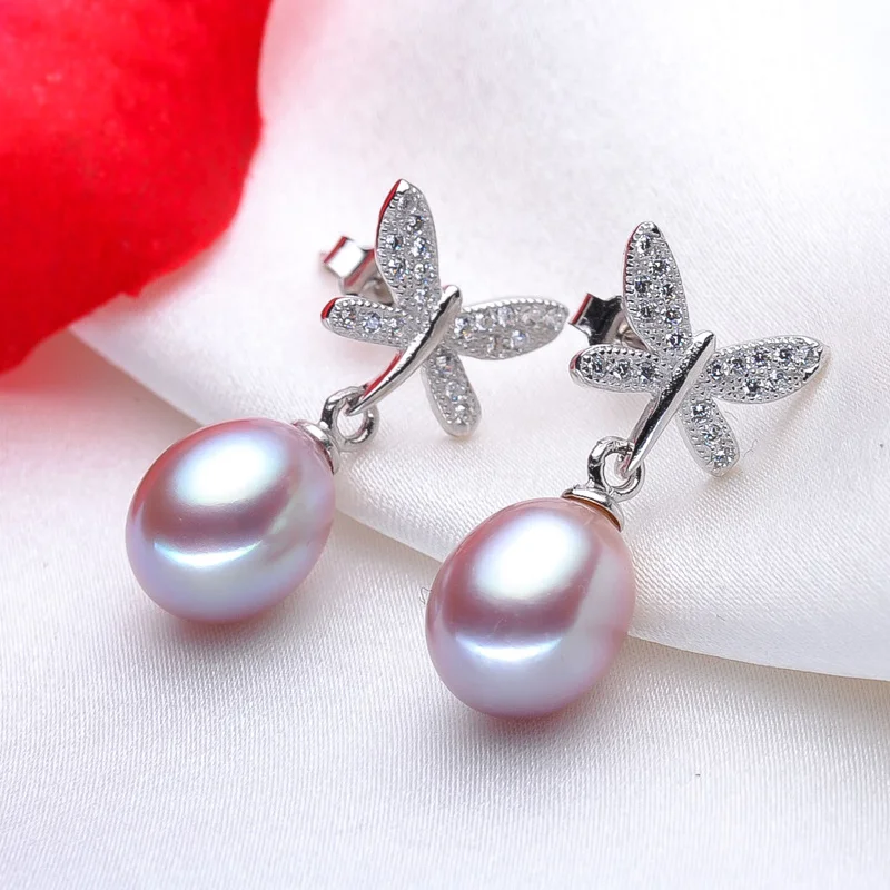 Top Selling 3 Color 100% Cultured Freshwater Pearl Earrings For Women Gift Fashion Jewelry 925 Sterling Silver | Украшения и