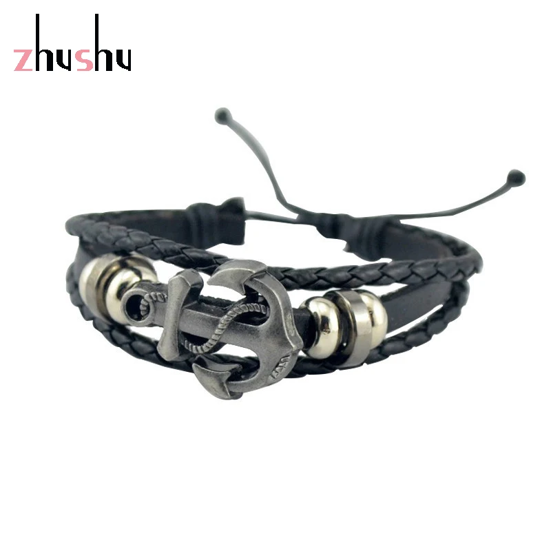 2017 Горячая Многослойные кожаный мужской моды Винтаж Интимные аксессуары якорь