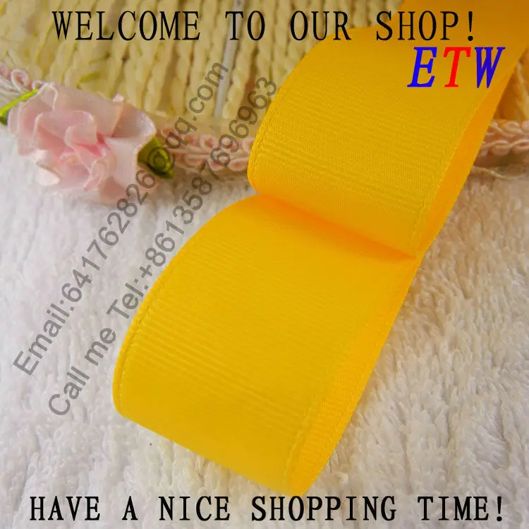 

Free shipping 2''(50mm) Quality Solid Maize Ribbon Polyester Grosgrain Ribbon 20 yards/lot DIY hairbows Kids gift package
