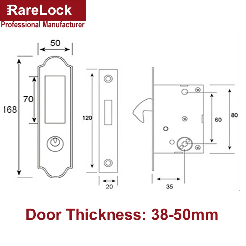 

Sliding Door Lock Silver Golden for Office Bathroom Accessory Door Hardware DIY Rarelock MS420 c