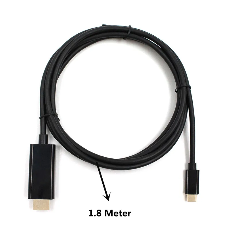 Черный адаптер преобразователь Usb c Usbc в Hdmi 1 8 метра Type hdmi для Apple Macbook|Кабели VGA| |