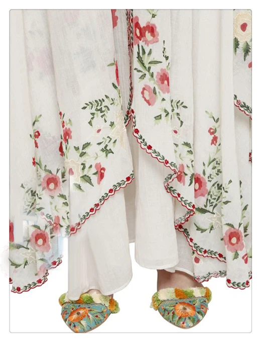 Boho цветочной вышивкой длинное платье регулируемые бретельки летние платья