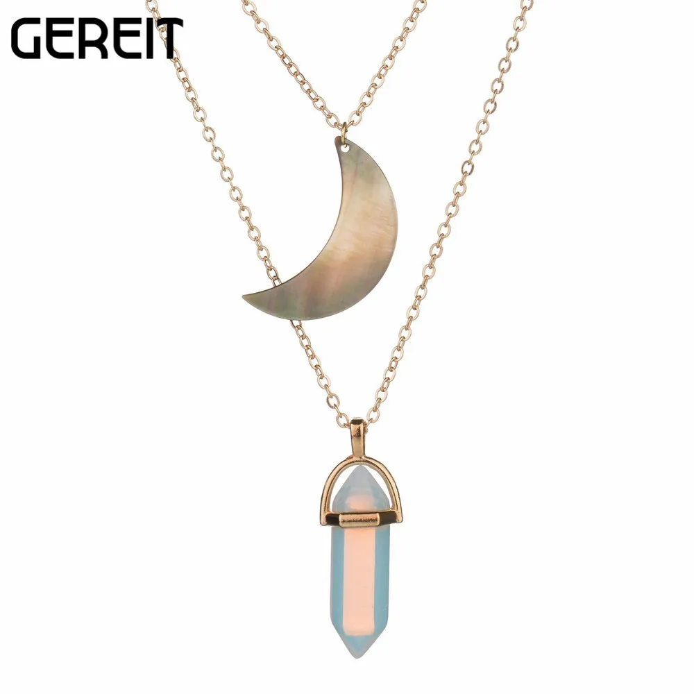 GEREIT ожерелье с подвеской винтажное Двухслойное Золотое женское в форме Луны