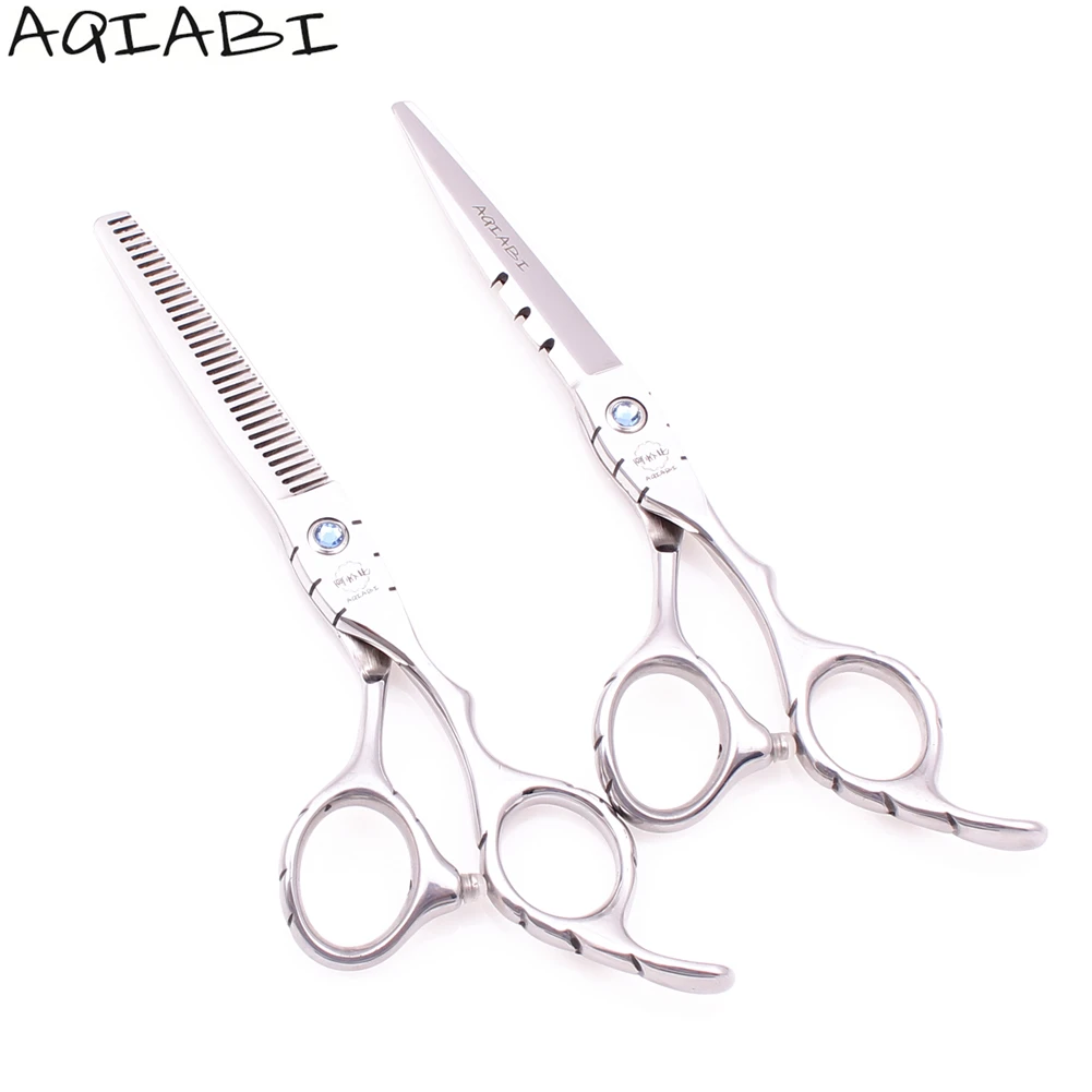 

Salon Hair Scissors 6" AQIABI Stainless Shiny Hair Cutting Scissors Thinning Shears Professional Hairdressing Scissors Set A1010