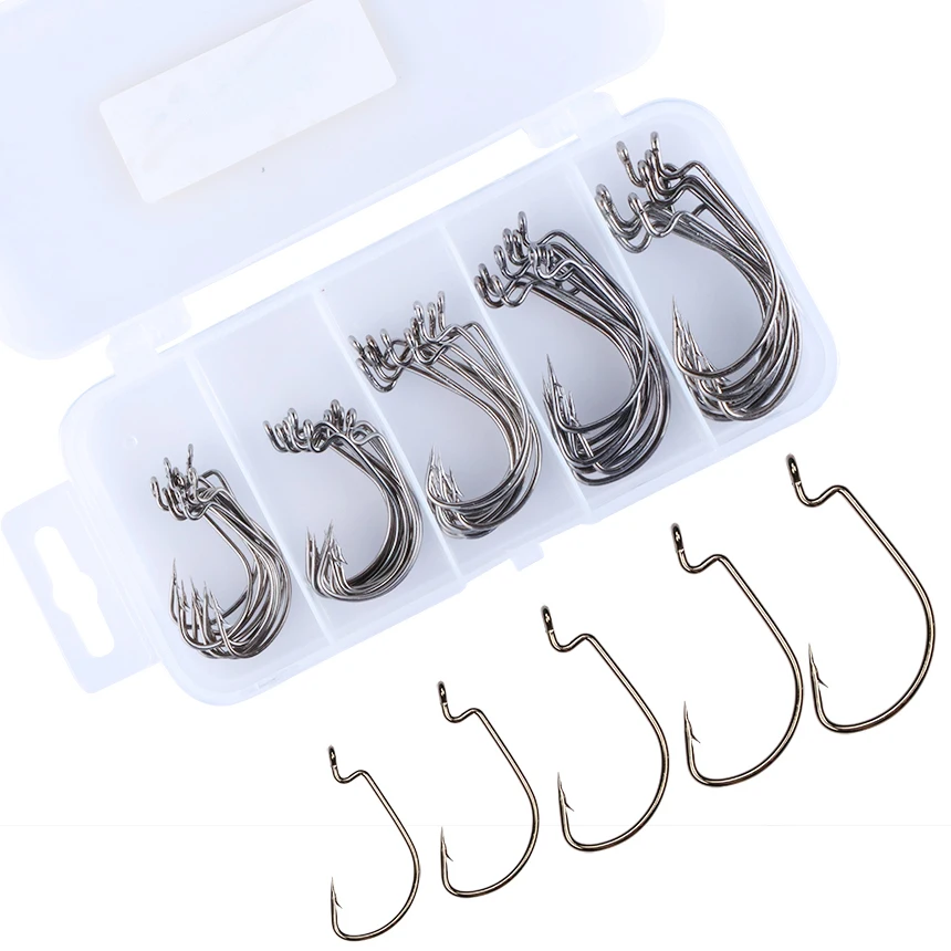 Goture 50 шт. offset worm рыболовные крючки #2 #1 #1/0 #2/0 #3/0 приманки аксессуары с снасти box |