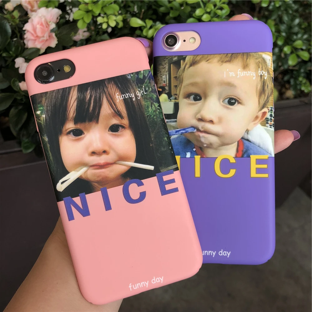 WULAWUKU Мода Cuty ребенка выражение Забавный день Жесткий Чехол для iPhone 6 6s 7 8 plus X