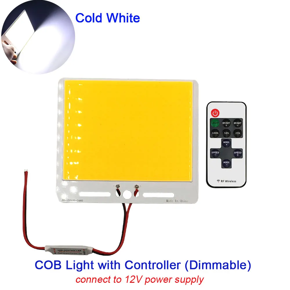 CW COB DIMMER 135x120 мм 50 Вт Светодиодный светильник с регулируемой яркостью для автомобиля, светильник ing, автомобильные лампы DIY 12 В, светодиодный светильник с чипом COB с контроллером, теплый белый - Цвет: CW COB DIMMER