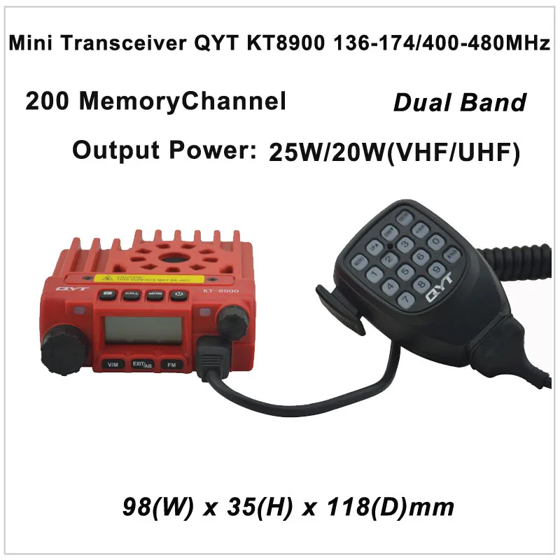 QYT KT-8900 Mini Transceiver QYT KT8900 136-174/400-480MHz two way radio Dual band mobile transceiver Color Red