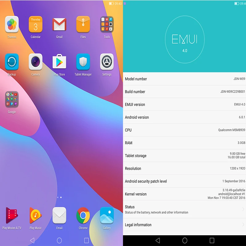 Глобальная прошивка huawei Honor mediapad T2 8 Pro планшеты 2 ультра тонкий 0 дюймов 1920*1200 Android 6