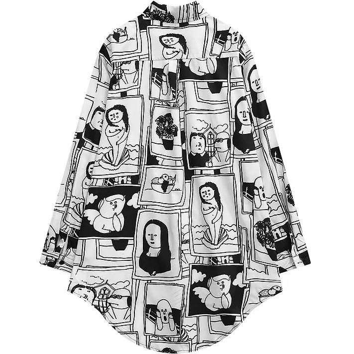 Женская блузка с принтом Lazy Oaf Повседневная рубашка большого размера из шифона