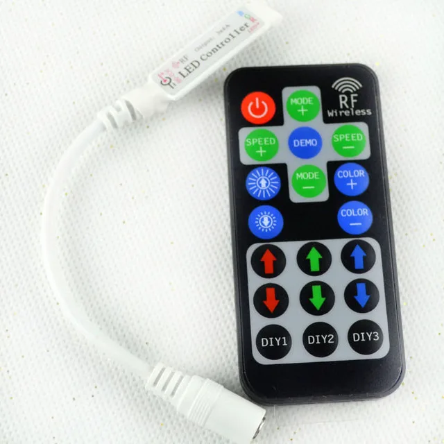 5 * RF Mini RGB 12A DIY 19key Черный пульт управления для RGB 5050 3528 Светодиодная лента Беспроводная «сделай сам» динамический DC 12-24V с дистанционным управлением