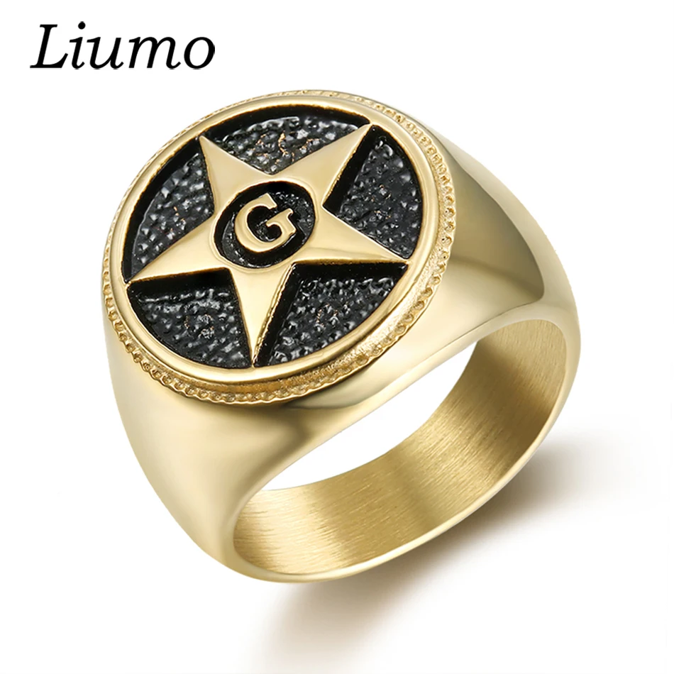 Liumo модное мужское байкерское кольцо из нержавеющей стали 316L с пентаграммой