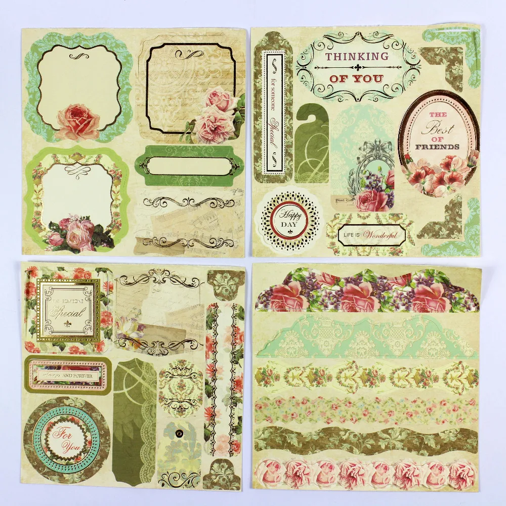 Энопоздравление 7 ''Милый Винтажный цветок птицы и бабочки узор 40 листов