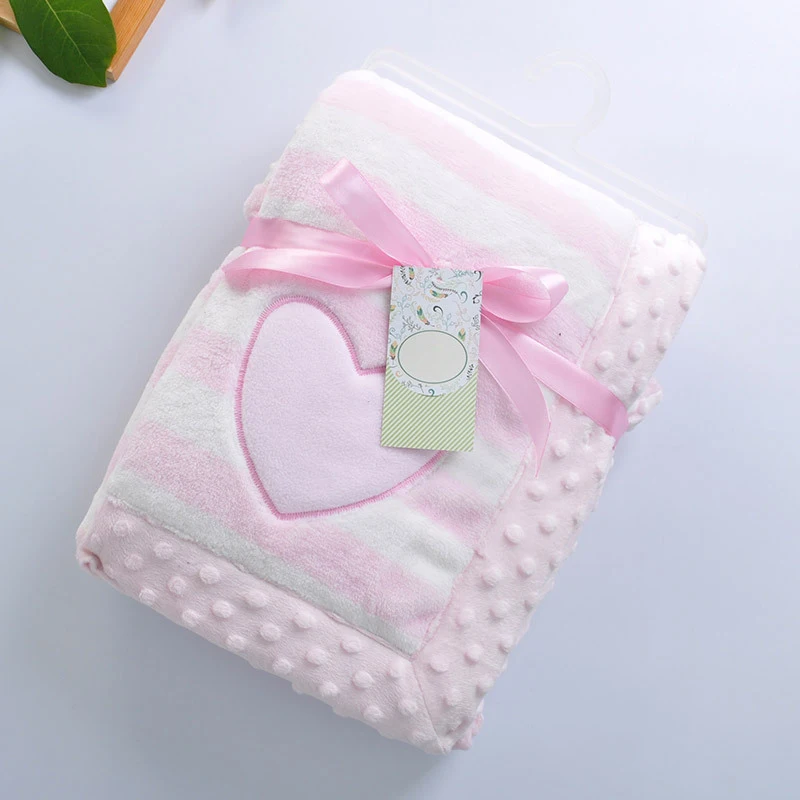 Pink 100X150cm Детское одеяло высокого качества с рисунком, детское одеяло, Детские утепленные, фланелевые пеленки, конверт, коляска, постельное белье для новорожденных малышей, одеяло s - Цвет: Pink 100X150cm