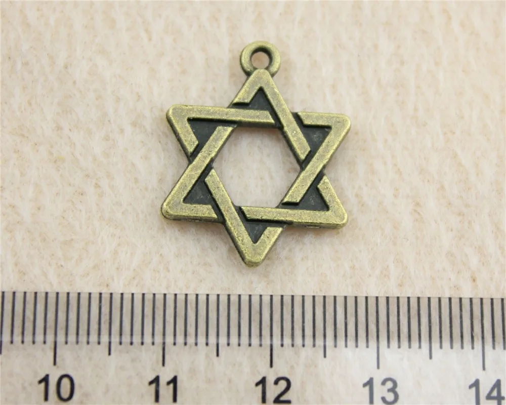 55 шт./лот 20 мм Очаровательные Подвески из древней бронзы в виде звезды Давида DIY