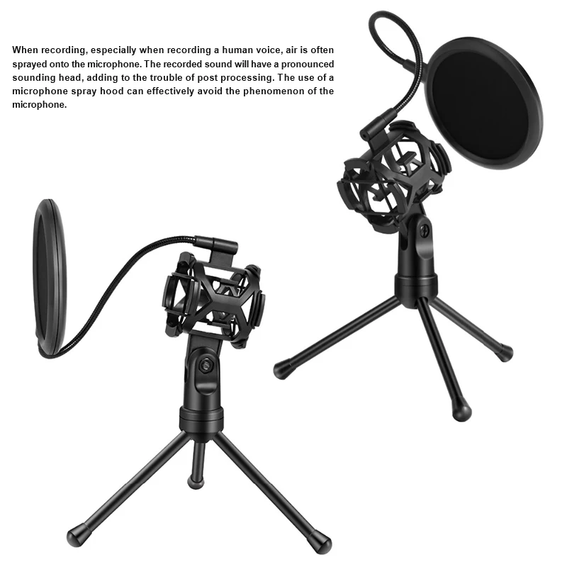 ABS microphone desktop 360 degrees rotation stander black quakeproof windproof bop net tripod standers PS-2 | Электроника