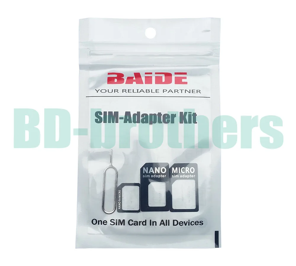 4 в 1 Nano микро-адаптер Sim карты + извлечь pin Baide сим адаптер черный для iPhone 5 6 плюс Samsung