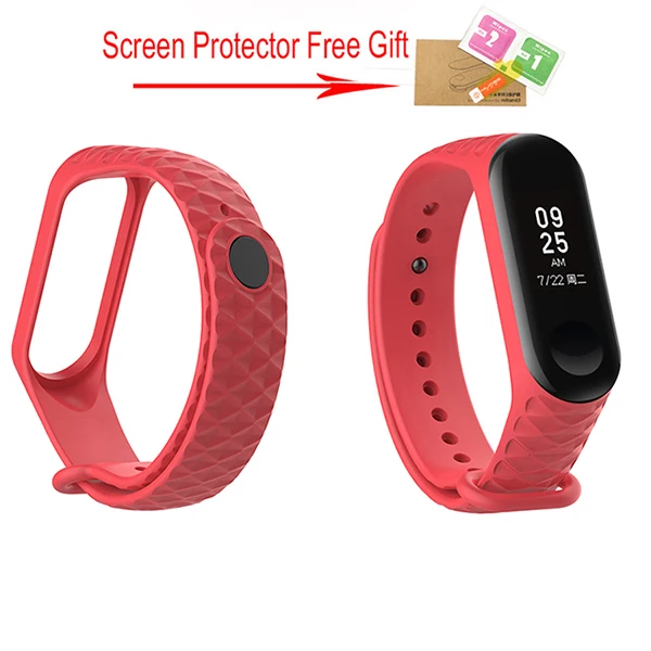Красный Спортивный Браслет mi Band 3, ремешок на запястье для Xiaomi mi, ремешок 3, силиконовый браслет для Xiaomi mi, ремешок 3 mi band 3, Смарт-часы, браслет - Цвет: Красный