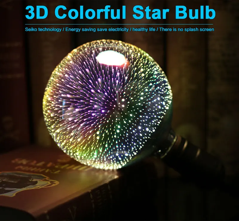 3D Красочные Звезды светодиодные лампы Эдисона E27 220 В лампа украшения Новинка свет A60 ST64 G80 G95 G125 праздник Свадебная вечеринка ампулы