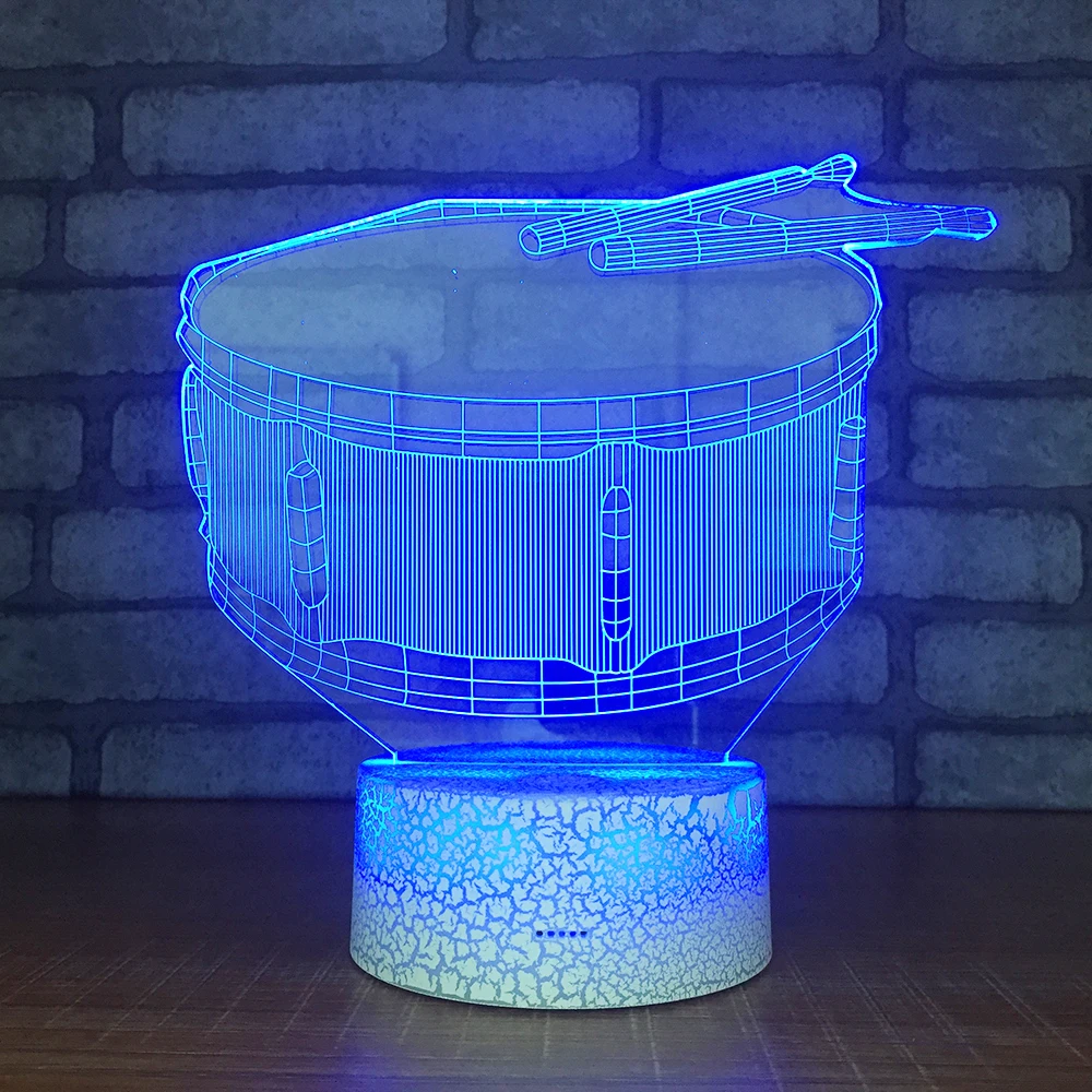 Китайский drum3D ночник креативная Иллюзия 3d лампа LED 7 цветов меняющаяся Настольная