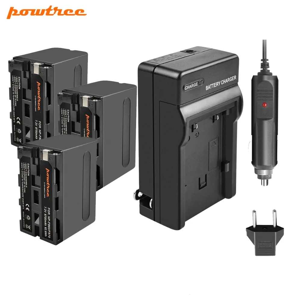 Powtree для Sony 3 шт. 7 2 в 8700 мАч фотоэлемент NP F960 NPF960 аккумулятор + зарядное устройство