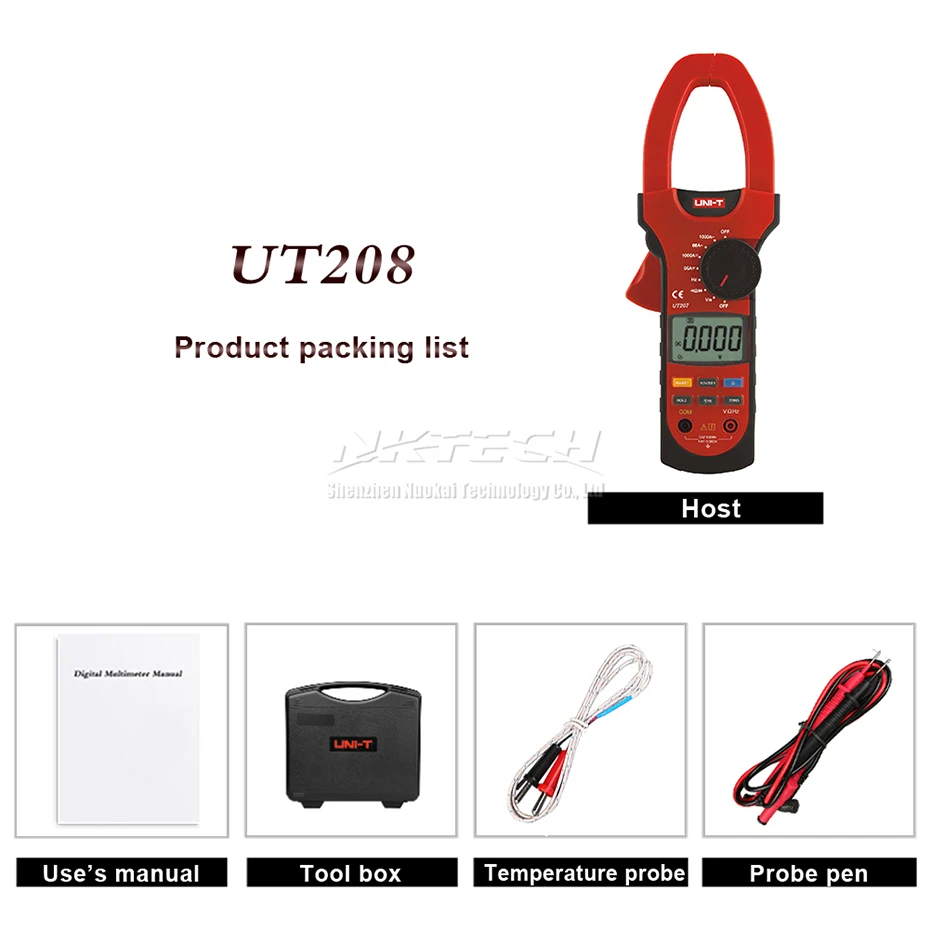 UNI-T Цифровые токоизмерительные клещи UT207 UT207A UT208 UT208A UT209 UT209A Авто Диапазон AC DC Вольт тока 1000V 1000A Амперметр частота Ом