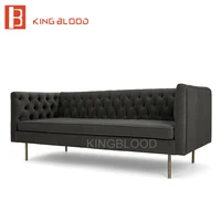 latest fashion luxury black color button velvet sofa set designs for living room