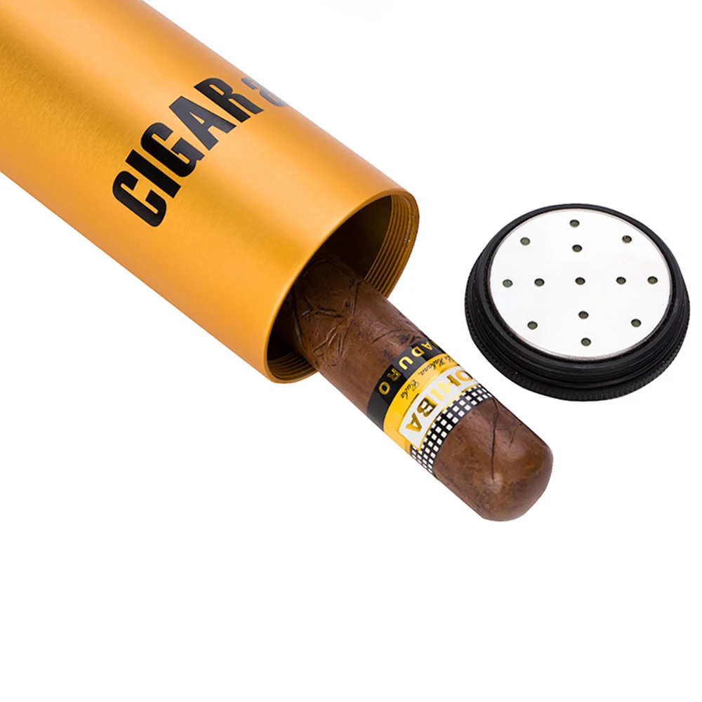 LUBINSKI алюминиевый сплав сигарная банка трубка Humidor W/увлажнитель гигрометр сигары