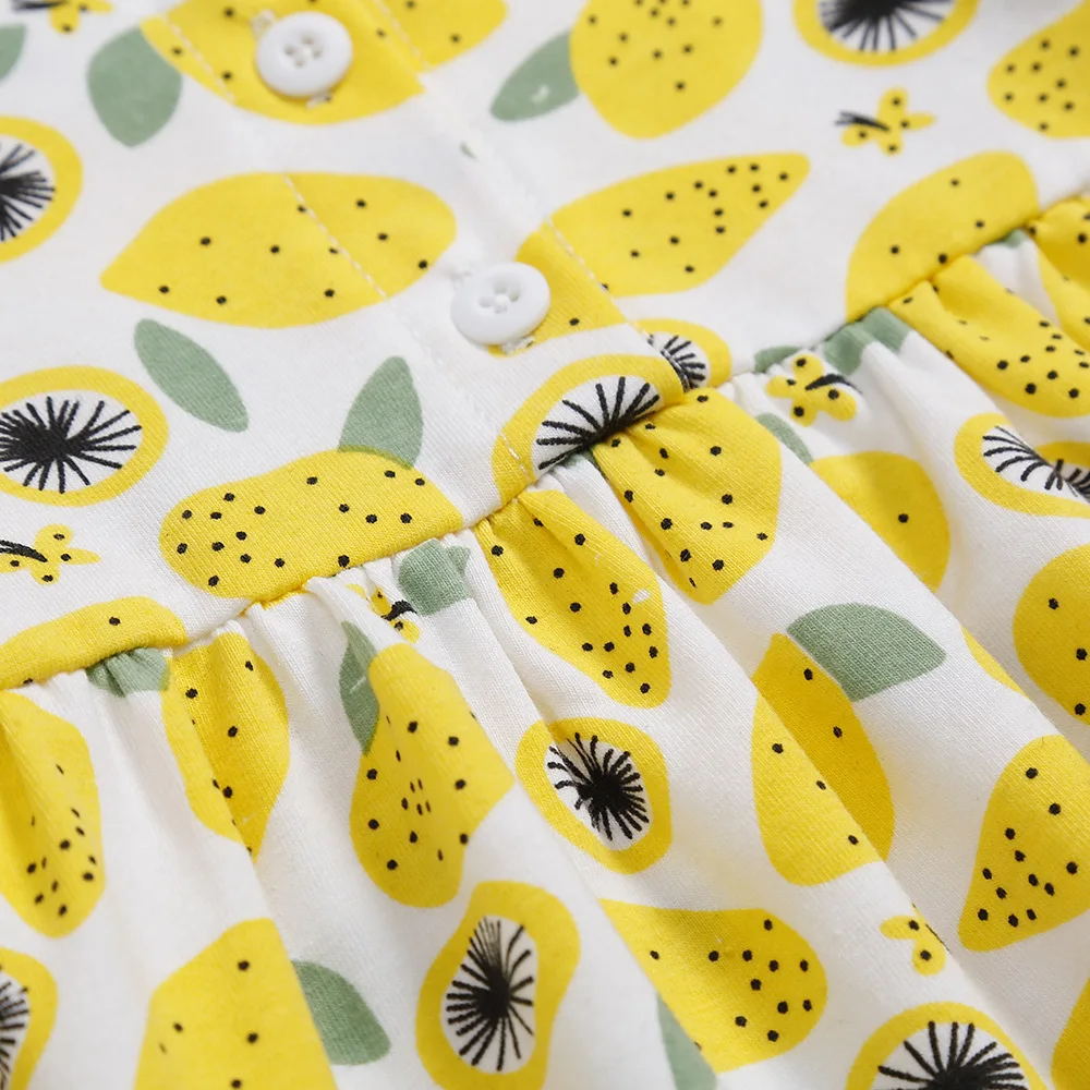Детская одежда для девочек lemon печати платье с длинными рукавами Повседневные