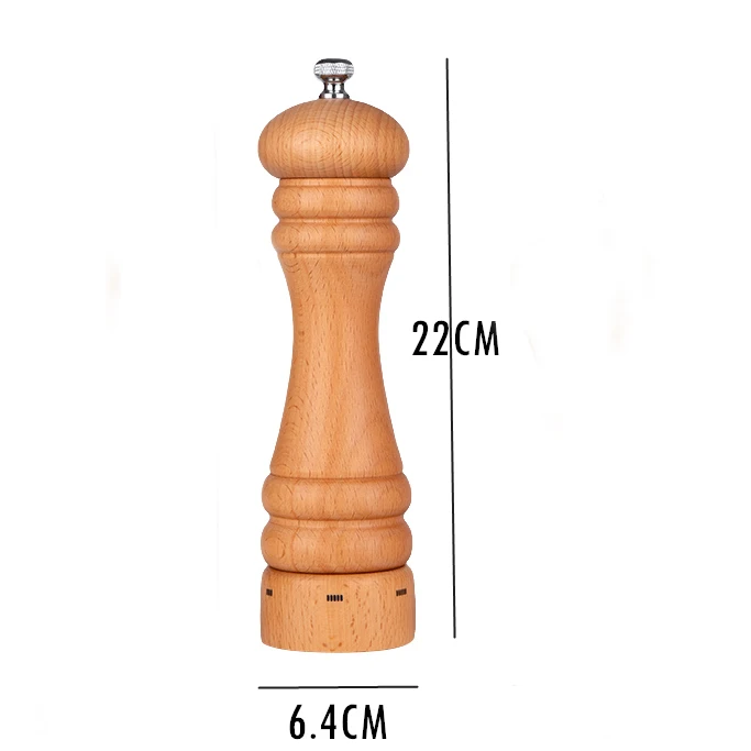 8 Inch - 22CM Mokithand Буковые мельницы для перца, набор кухонных инструментов, кухонные инструменты, безопасная для пищевых продуктов мельница из углеродистой стали 5' 6' 8' 10' с ручным движением - Цвет: 8 Inch - 22CM
